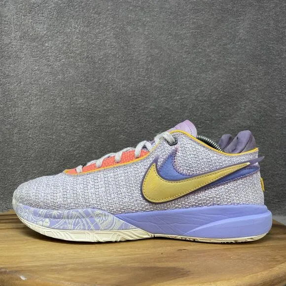 Nike LeBron XX 20 Lakers Purple Gold Blue White Sneakers DJ5423-500 Men's 10