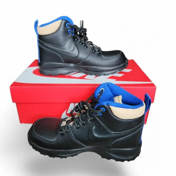 Nike Manoa LTR Big Kid's 3.5Y Black/Black-Sesame-Game‎ Royal (BQ5372 003) NEW