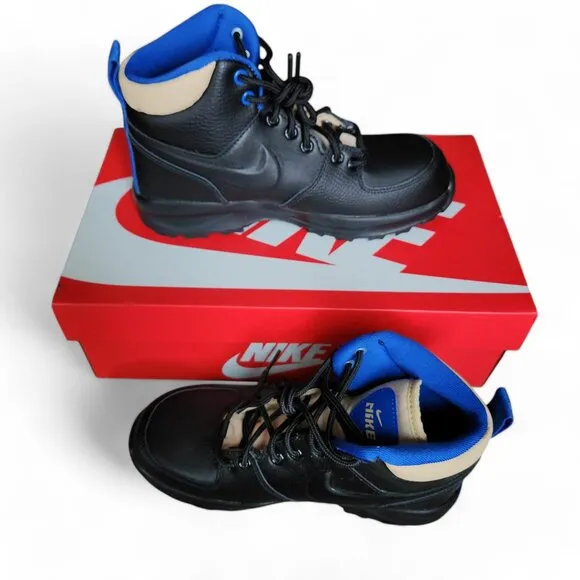 Nike Manoa LTR Big Kid's 3.5Y Black/Black-Sesame-Game‎ Royal (BQ5372 003) NEW