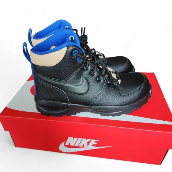 Nike Manoa LTR Big Kid's 3.5Y Black/Black-Sesame-Game‎ Royal (BQ5372 003) NEW