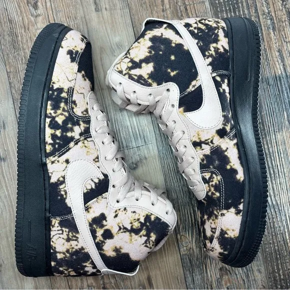 Nike Shoes Mens 10.5 Air Force 1 High Tops Acid Wash Print Swoosh Streetwear