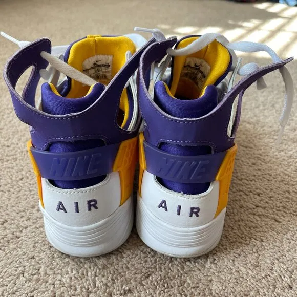 Nike's Air Flight Huarache Basketball Sneaker Purple/yellow Kobe Lakers, LSU Sz9
