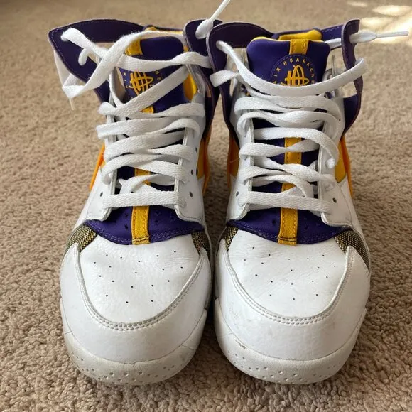 Nike's Air Flight Huarache Basketball Sneaker Purple/yellow Kobe Lakers, LSU Sz9
