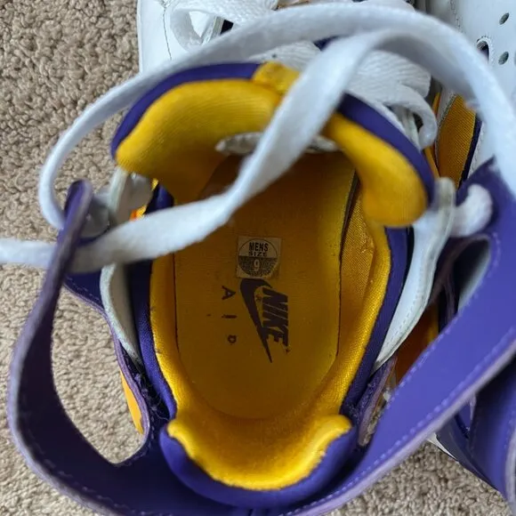 Nike's Air Flight Huarache Basketball Sneaker Purple/yellow Kobe Lakers, LSU Sz9