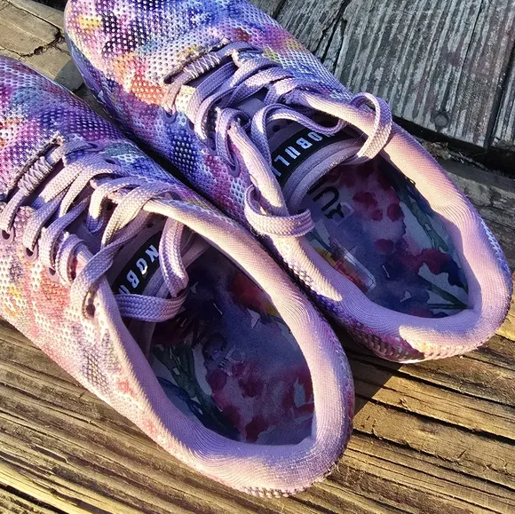 NOBULL Sneakers Water Color Purple Floral Trainer Shoes Womens 7.5 / Mens 6