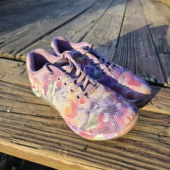NOBULL Sneakers Water Color Purple Floral Trainer Shoes Womens 7.5 / Mens 6