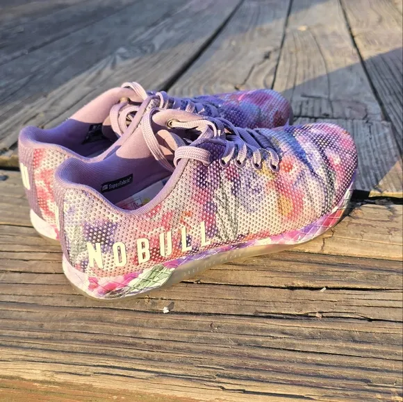 NOBULL Sneakers Water Color Purple Floral Trainer Shoes Womens 7.5 / Mens 6