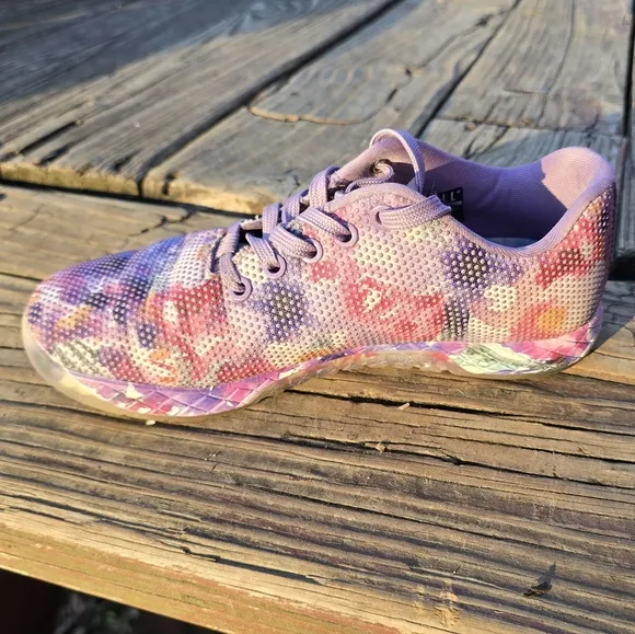 NOBULL Sneakers Water Color Purple Floral Trainer Shoes Womens 7.5 / Mens 6