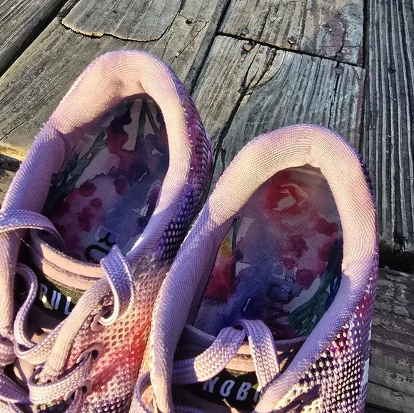 NOBULL Sneakers Water Color Purple Floral Trainer Shoes Womens 7.5 / Mens 6