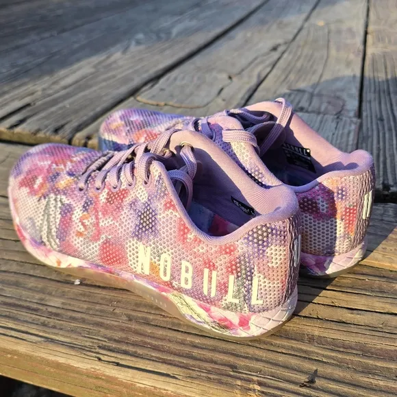 NOBULL Sneakers Water Color Purple Floral Trainer Shoes Womens 7.5 / Mens 6