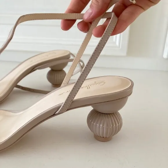 NWOT Anthropologie Guilhermina Sculptured Heeled Creme Sandals Sz 7, 8, 9