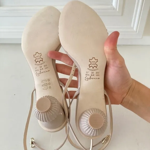 NWOT Anthropologie Guilhermina Sculptured Heeled Creme Sandals Sz 7, 8, 9