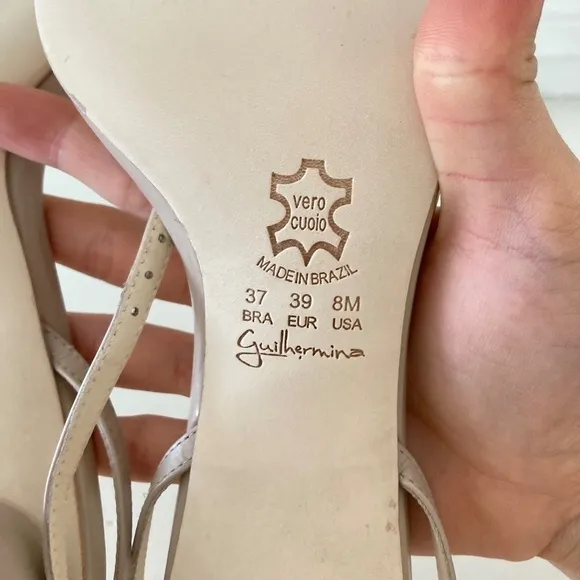 NWOT Anthropologie Guilhermina Sculptured Heeled Creme Sandals Sz 7, 8, 9