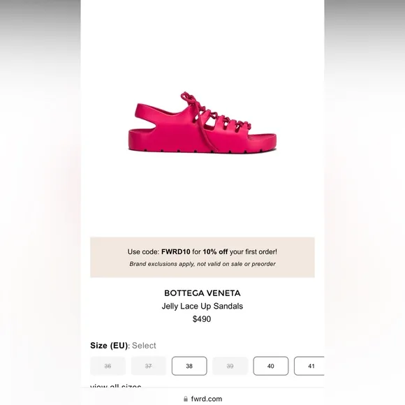 NWOT Bottega Veneta Jelly Lace Up Sandals