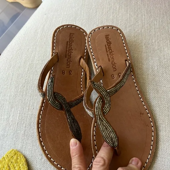 NWOT laidbacklondon Beaded Thong Sandals