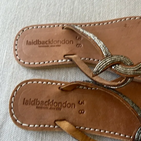 NWOT laidbacklondon Beaded Thong Sandals
