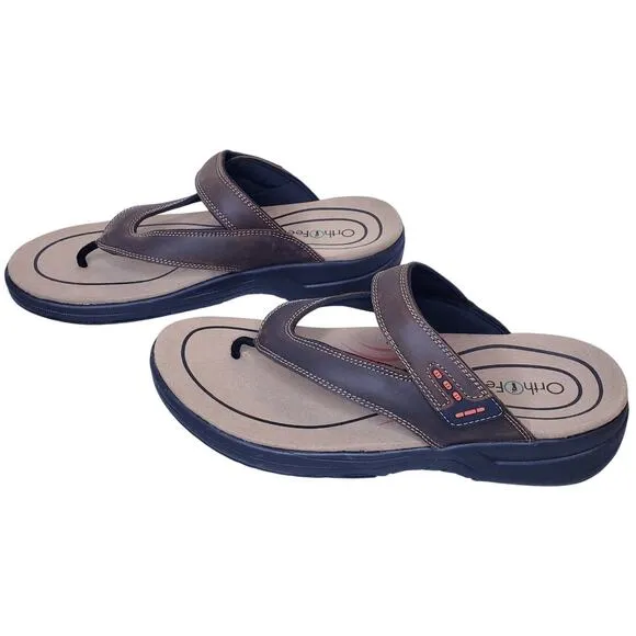 NWOT ORTHOFEET Eldorado Men's Size 12D Thong/Toe Post Sandals in Brown