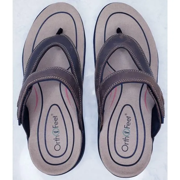NWOT ORTHOFEET Eldorado Men's Size 12D Thong/Toe Post Sandals in Brown