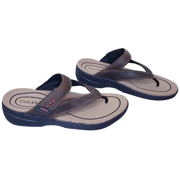 NWOT ORTHOFEET Eldorado Men's Size 12D Thong/Toe Post Sandals in Brown