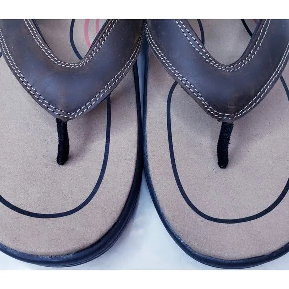 NWOT ORTHOFEET Eldorado Men's Size 12D Thong/Toe Post Sandals in Brown