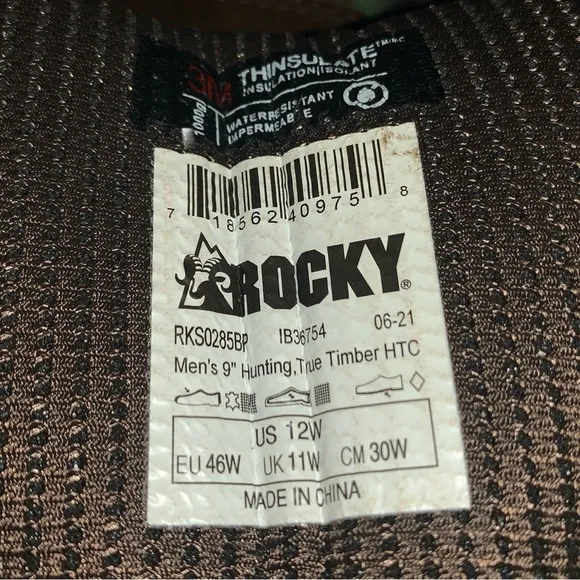 NWOT Rocky 12 EE Wide Boots Camo Cold Weather Hunting Hiking Insulated Camping