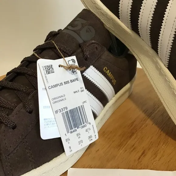 NWT Adidas Originals Campus 80s Bape Collaboration Shoes 30th Anniversary Size 9