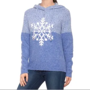 NWT CUPCAKES &amp; CASHMERE x REVOLVE Blue Snowflake Hoodie Sweater, Size XS