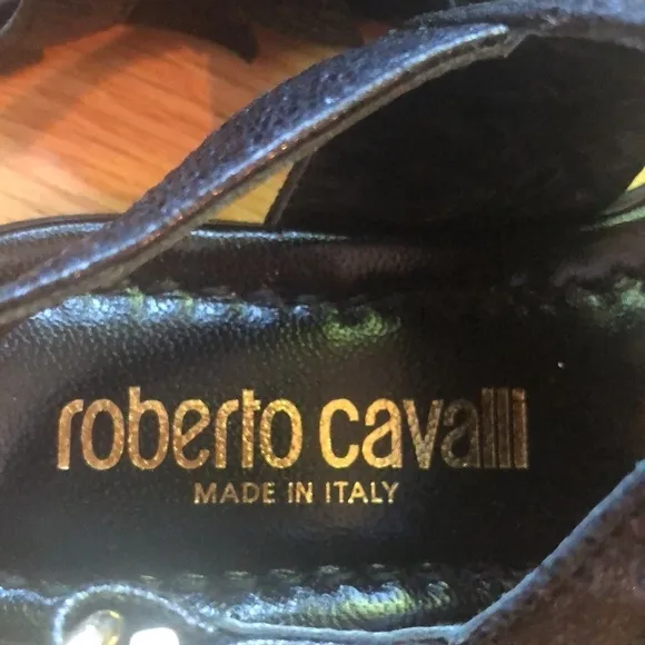 NWT Roberto Cavalli Girls Sandals, Size 28 or 11 US Black w/ Fringe