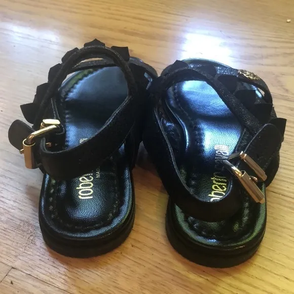 NWT Roberto Cavalli Girls Sandals, Size 28 or 11 US Black w/ Fringe