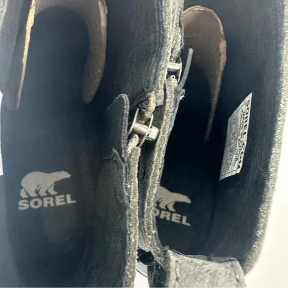 NWT Sorel leather waterproof Joan Uptown gray stud bootie ankle boots wedge 7.5