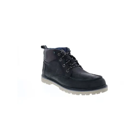 NWT TOMS Mens Black Treaded Hawthorne Round Toe Block Heel Hiking Boots 8.5