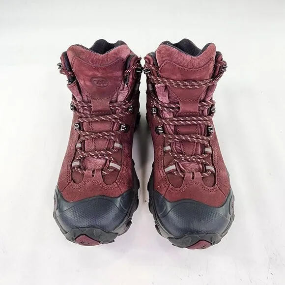 Oboz Bridger Mid Waterproof Nubuck Boot US 6.5 Womens Burgandy Hiking Boots