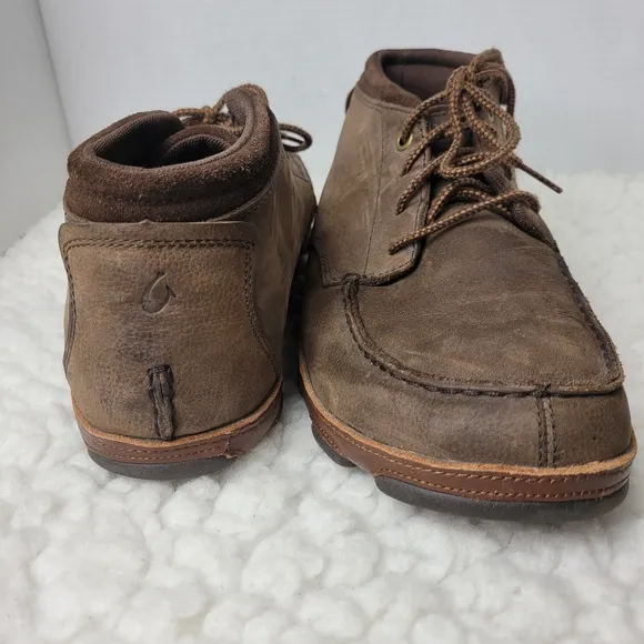 Olukai Hamakua Men's Boots Size 10 M Brown Leather Chukka Ankle Hiking Boots