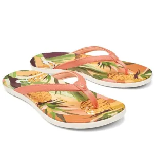 OluKai Ho‘ōpio Hau Beach Sandals Slip On Shell Coral Pineapple Womens Size 10‎