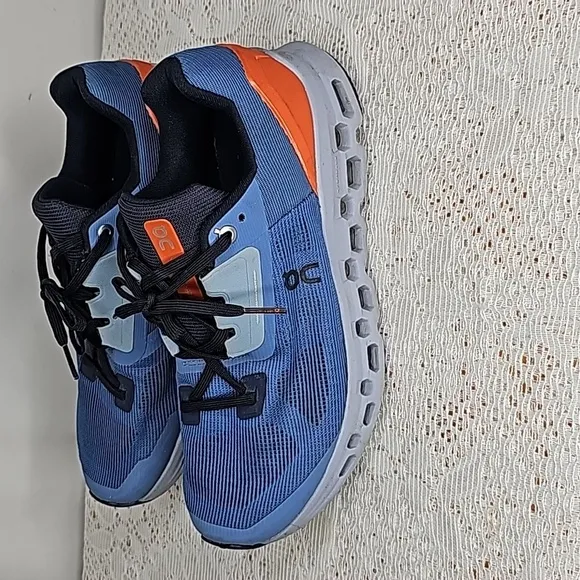 On Running Cloudstratus Helion lake blue orange running walking gym shoes Sz 8.5