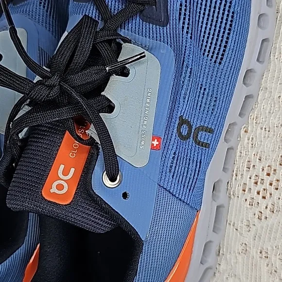 On Running Cloudstratus Helion lake blue orange running walking gym shoes Sz 8.5