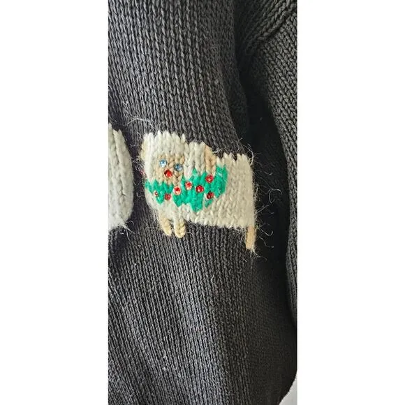 ONE OF A KIND Handmade Christmas Turtleneck Sweater Front Back Snowman Sm Med