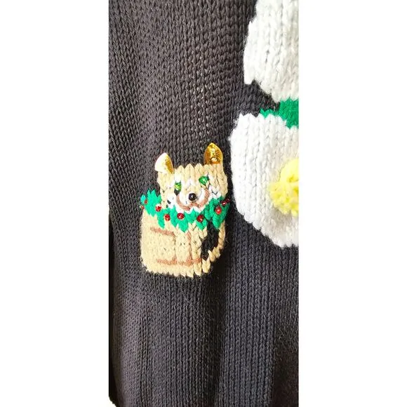 ONE OF A KIND Handmade Christmas Turtleneck Sweater Front Back Snowman Sm Med