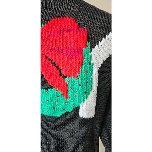 ONE OF A KIND Handmade Christmas Turtleneck Sweater Front Back Snowman Sm Med