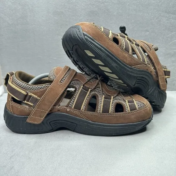 OrthoFeet 573 Clearwater Mens Size 11.5 (XX) Wide Orthotic Sandals Brown Leather