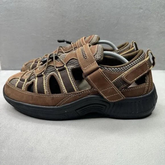 OrthoFeet 573 Clearwater Mens Size 11.5 (XX) Wide Orthotic Sandals Brown Leather
