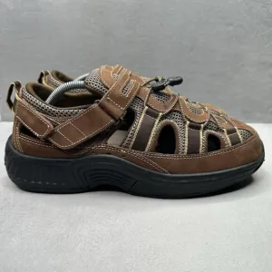 OrthoFeet 573 Clearwater Mens Size 11.5 (XX) Wide Orthotic Sandals Brown Leather