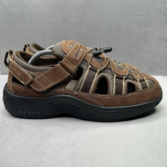 OrthoFeet 573 Clearwater Mens Size 11.5 (XX) Wide Orthotic Sandals Brown Leather