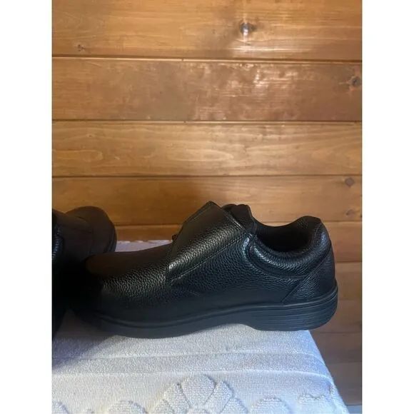 Orthofeet Mens 510 Black Broadway Leather Hook &amp; Loop Size 8 Wide Casual Shoes N