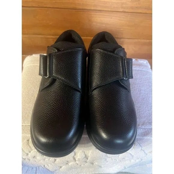 Orthofeet Mens 510 Black Broadway Leather Hook &amp; Loop Size 8 Wide Casual Shoes N