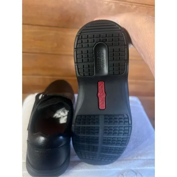 Orthofeet Mens 510 Black Broadway Leather Hook &amp; Loop Size 8 Wide Casual Shoes N