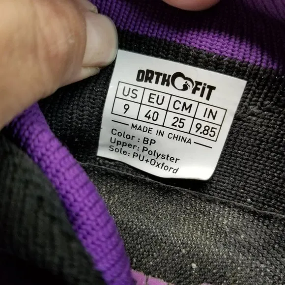 OrthoFit Shoes Womens Size 9 Black Purple Stretch Casual Sneakers