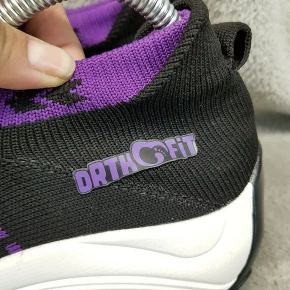 OrthoFit Shoes Womens Size 9 Black Purple Stretch Casual Sneakers