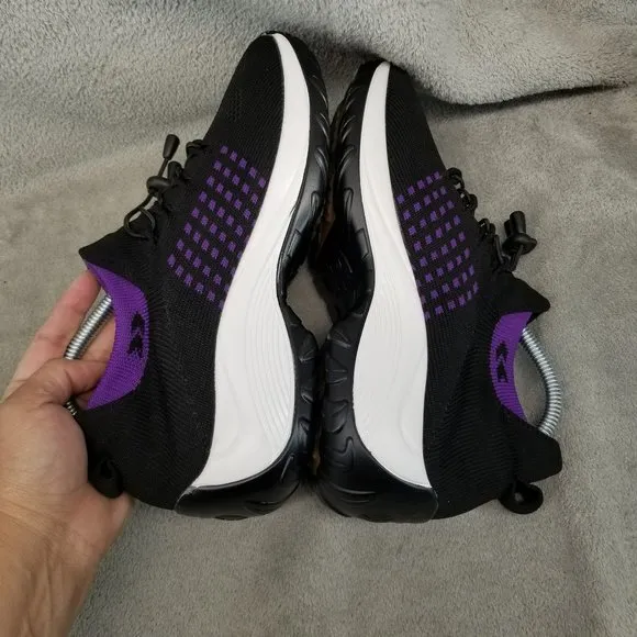 OrthoFit Shoes Womens Size 9 Black Purple Stretch Casual Sneakers