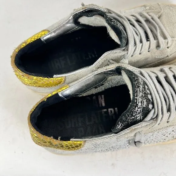 P448 John Sneakers Women's 6.5 Silver Glitter Lace-Up Running Athletic Shoes